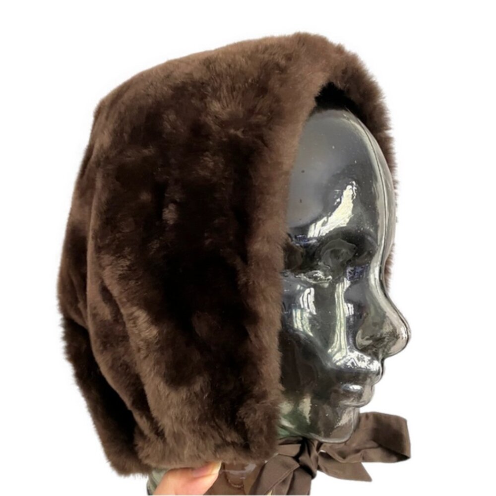Vintage Dark Chocolate Brown Fur Bonnet Hat - O/S - Picture 1 of 7